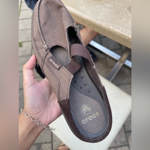 Crocs Brown Canvas Slip on Sandal - Picture 4 of 4